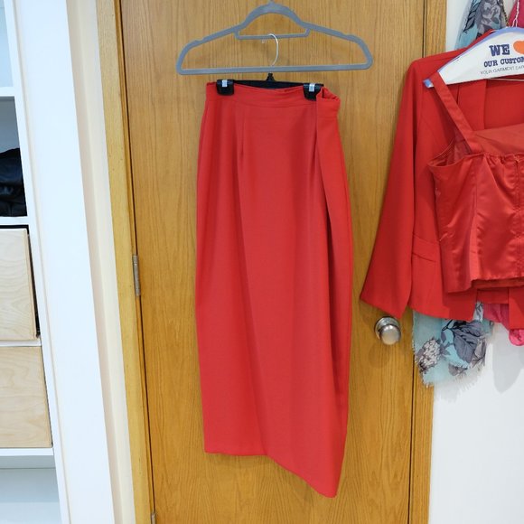 Zahara, Red Ankle Length Long Skirt Dress Suit with Rhinestone Cami - Picture 10 of 12